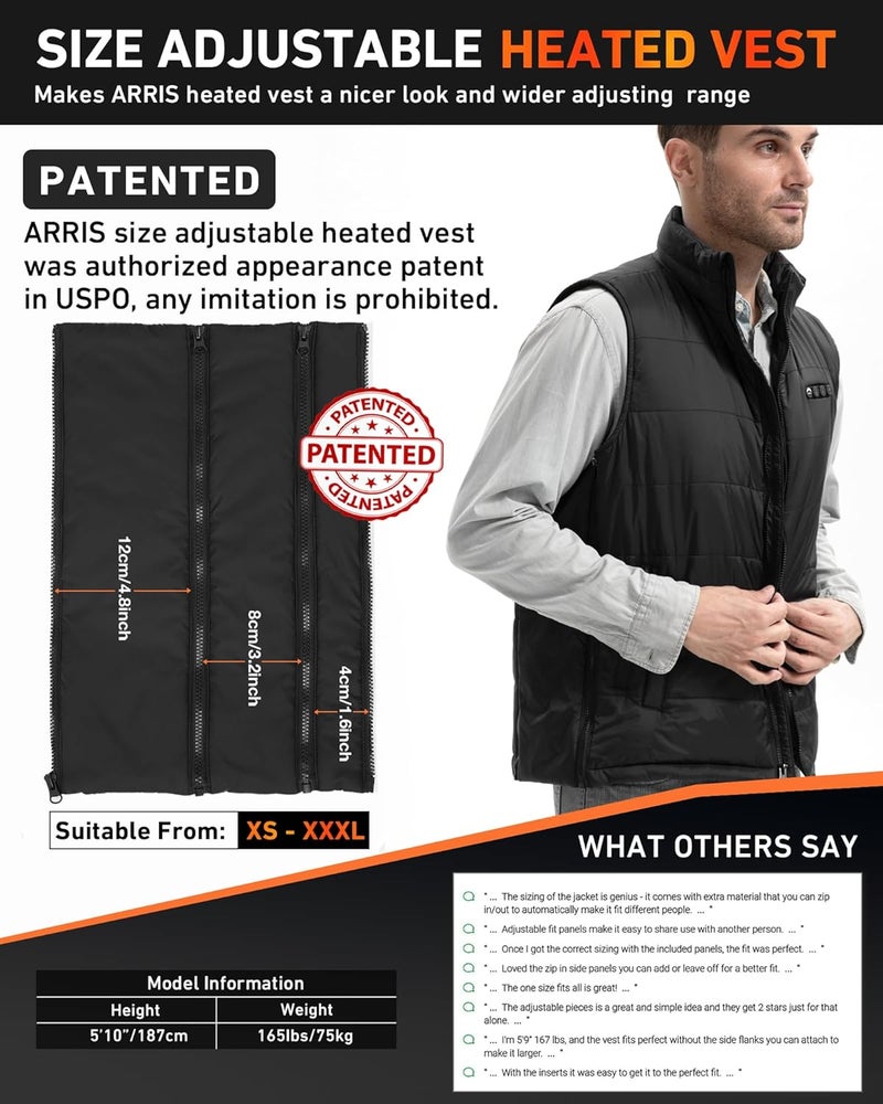 ARRIS Heated Vest with Patented Size Adjustable Design For Men and Women - Image 3